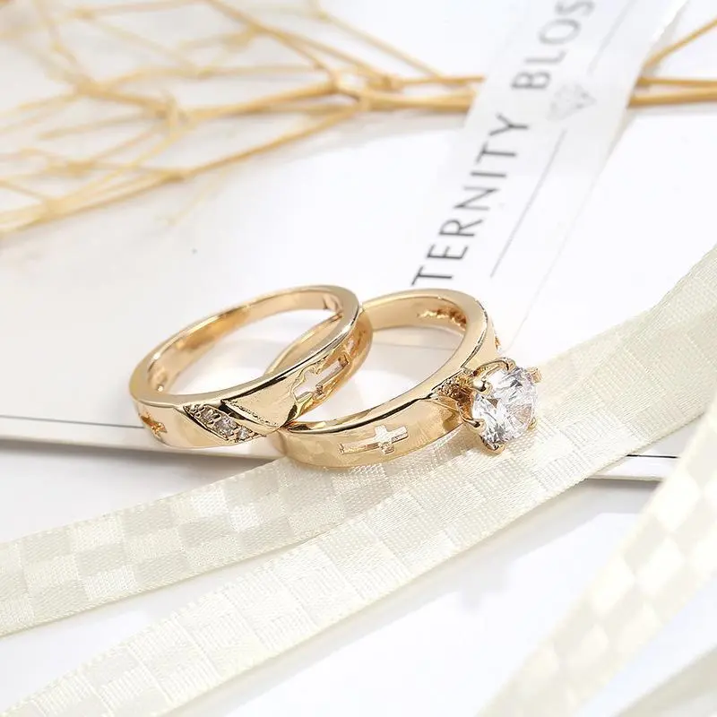 Unisex 6g Gold-Plated Cross Ring - Cubic Zirconia Band, Minimalist ...