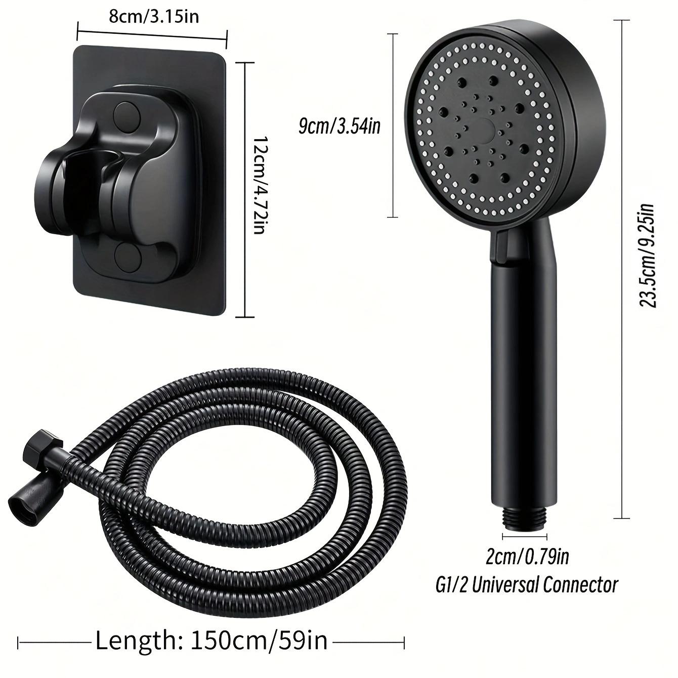 Shower Head Set with Hose and Base, No Drilling Installation, 150cm Long Shower Accessories, Easy Assembly, Bathroom Essentials