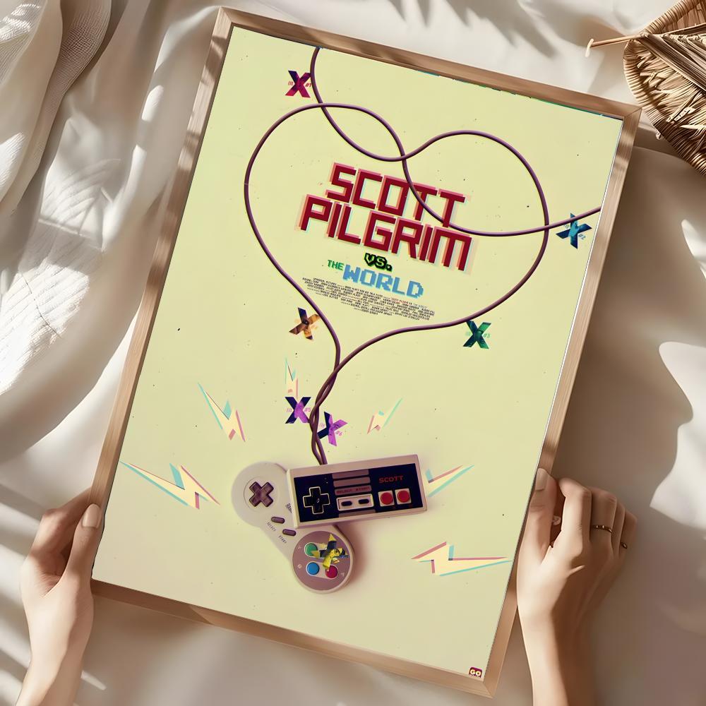 S-Scott P-Pilgrim vs. the World Poster Illustrations Wall art print art suitable for living room bedroom bar parlor home decoration gift  Custom Photo Poster  Personalized Wall Art