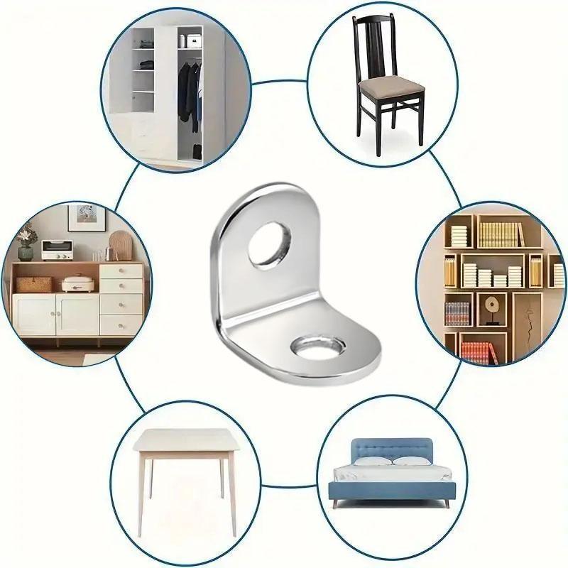30/60/120 L-Type Angle Brackets, Stainless Steel Bracket, 90 Degree Right Angle Fasteners, Furniture Stabilizer Clips, Durable & Secure Joining Solutions
