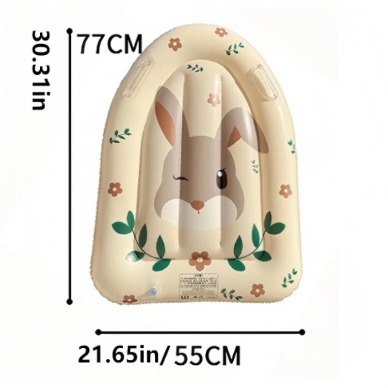 Bear & Rabbit Design Kids Swim Ring with Sun Canopy & Handles, INS Style Cute Inflatable Float, Sunshade Baby Swim Ring & Floating Mat, Perfect for Beach Trips & Pool Parties