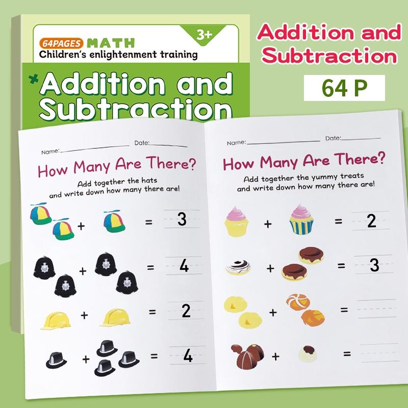 64 Page Math Practice Book, Repeated Tracing Numbers 1-10, Early Education Addition Subtraction, Cartoon Monster Theme, Easter Christmas Gift