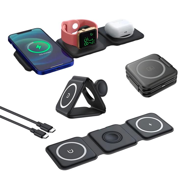Charging Station for Gift, Magnetic Foldable 3 in 1 Mag-Safe Charger, Fast Travel Wireless Charging Station for iPhone 15/14/13/12/ Series,for iWatch,for AirPods, tiktok shop store