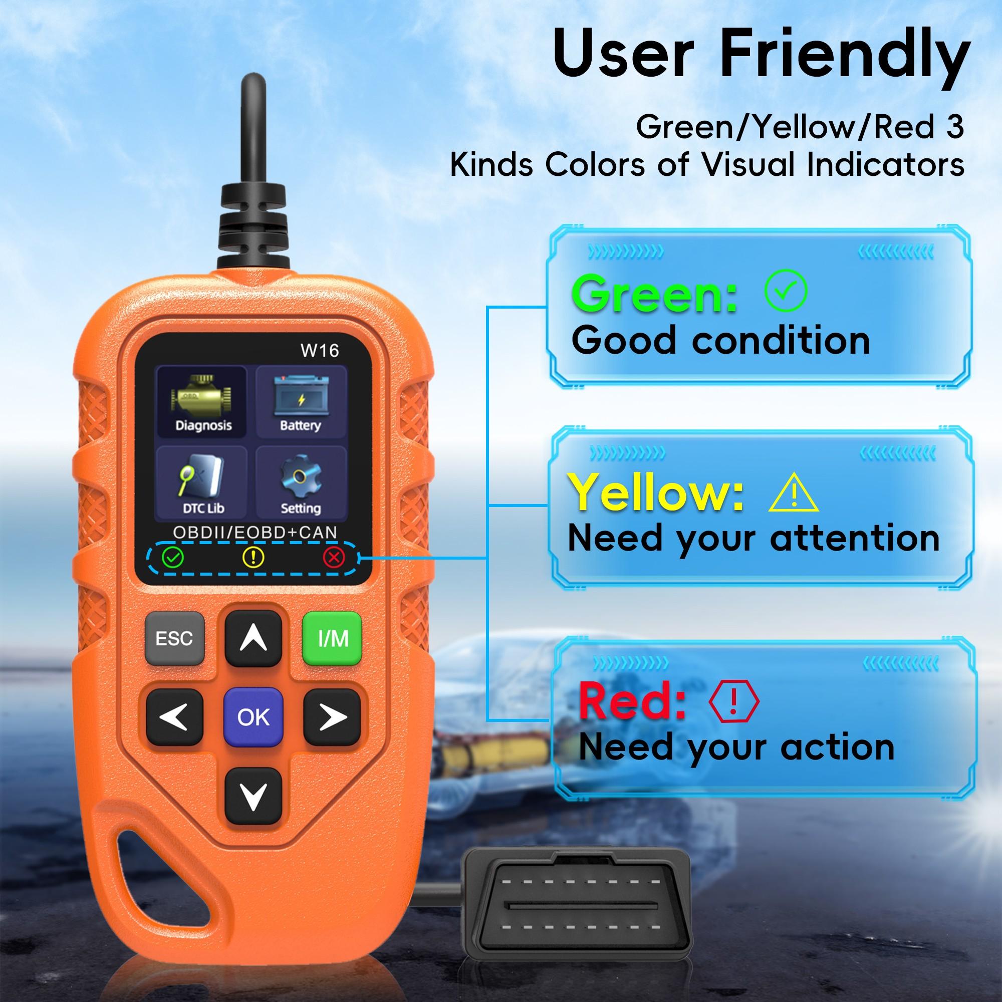 Obd2 Scanner Diagnostic Code Reader, Car Voltage Tester Engine Fault Scan Tool, Charging Test Diagnostics, Model Xinghao V119, No Battery
