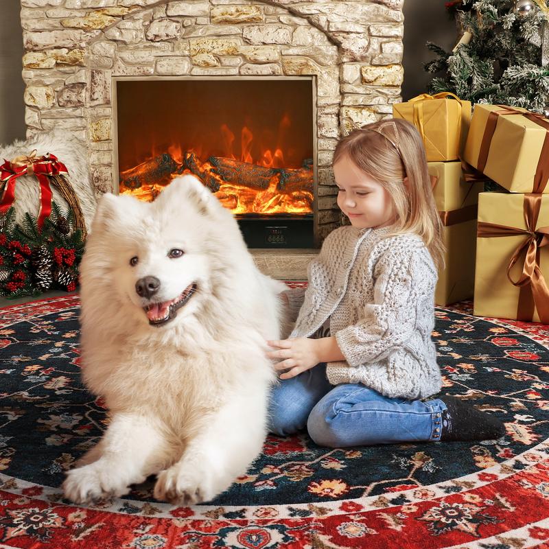 Lochas Boho Area Rug Vintage Tribal Carpet Anti-Slip Rug Washable Persian Carpet for Living Room Bedroom