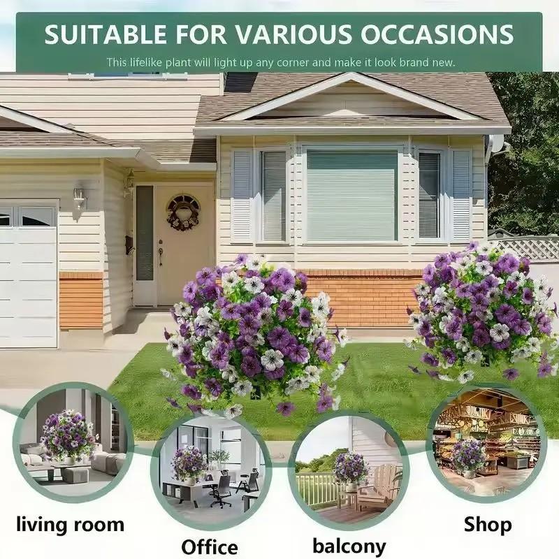 1/2 Pack Artificial Violet Tree with Ground Stake, UV Resistant Plastic Fake Flower Bush, Vibrant Faux Flowers, Decorative Faux Flowers, Artificial Flower Decorations, Colorful Flowers for Indoor Outdoor Easter Garden Wedding Decor, Artificial Plants