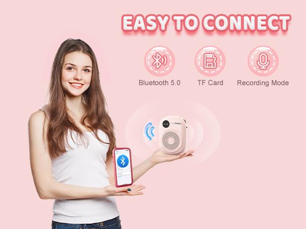 PRUNUS A18 Voice Amplifier Microphone Headset,Portable Voice Amplifier,PA Systems for Teachers,Training,Guide, Speakers Smartphone Audio Springtok