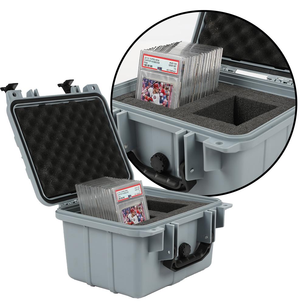 75+Graded Card Storage Box Deep Travel Size Waterproof Case Slab Protector Gray,2Row Graded Card Storage Box Travel Waterproof Case Slab Holder& Protector Grey,Card Organizer Protector Upgraded Version