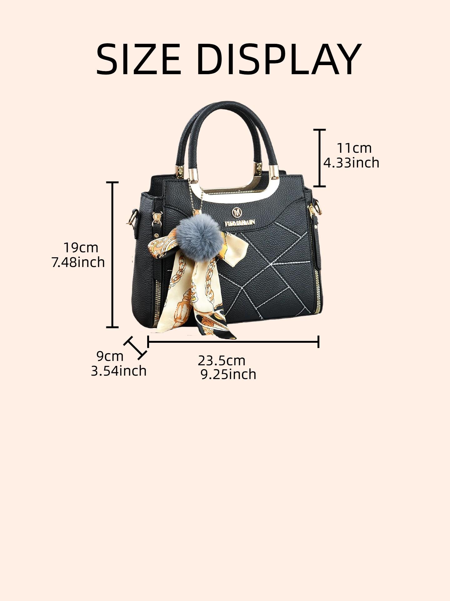 Large Capacity Women's Handbag, Stylish Durable Satchel for Daily Use, Elegant Plush Pendant, Available in Multiple Colors