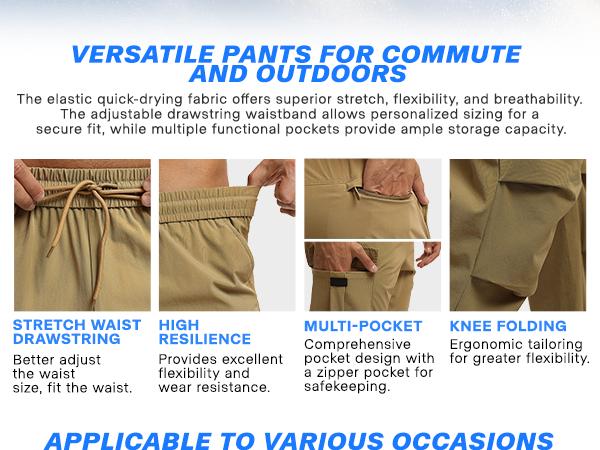 GEMYSE Men's Cargo Pants Joggers Hiking Stretch Sweatpants Outdoor Quick-Dry Lightweight Breathable pant with Multi Pockets Durability