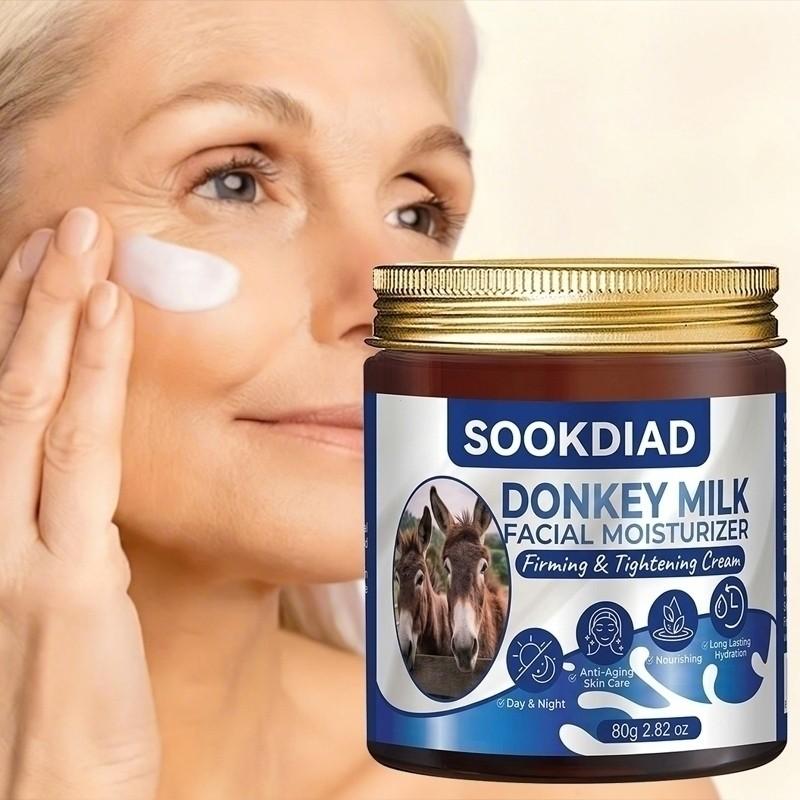 Convenient Donkey Milk Moisturizing Cream, Facial Use, Quick Hydration, Nourishing Skin Care, 80g/2.82oz, All Skin Types, Morning and Evening
