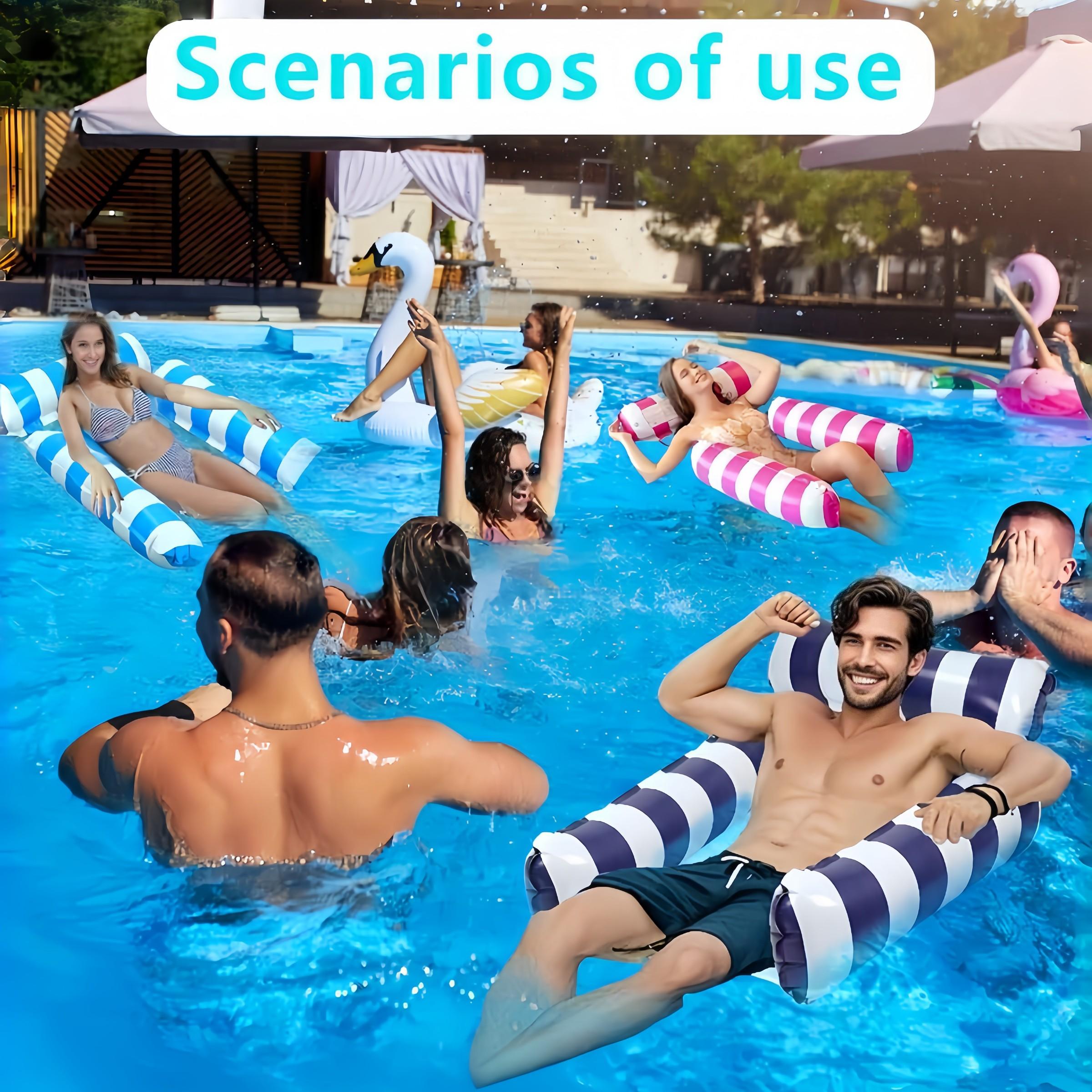 Inflatable Water Hammock Chair, Foldable Pool Float, Beach Party Furniture, Portable Lounge Bed, Summer Gift for Kids & Adults