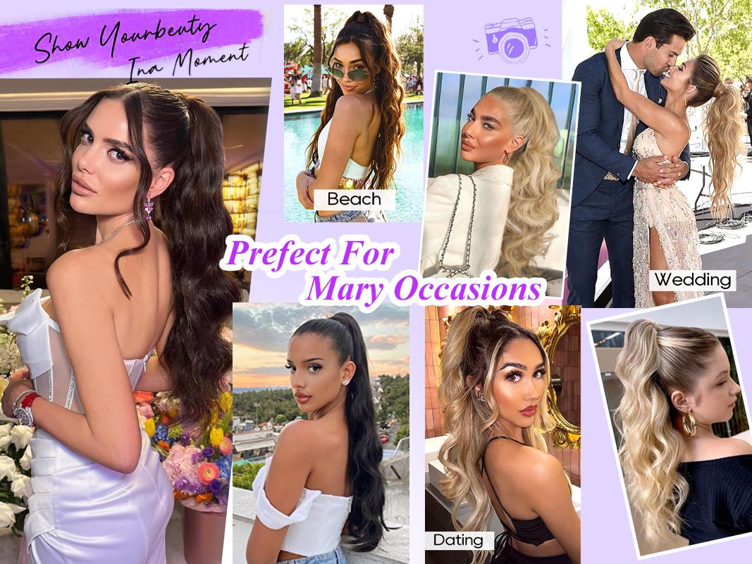 HIUSVO Ponytail Extension, 24" Claw Clip in Ponytail Extensions, Long Curly Wavy Hair Extension, Jaw Clip on Pony Tails Synthetic Hairpiece for Women