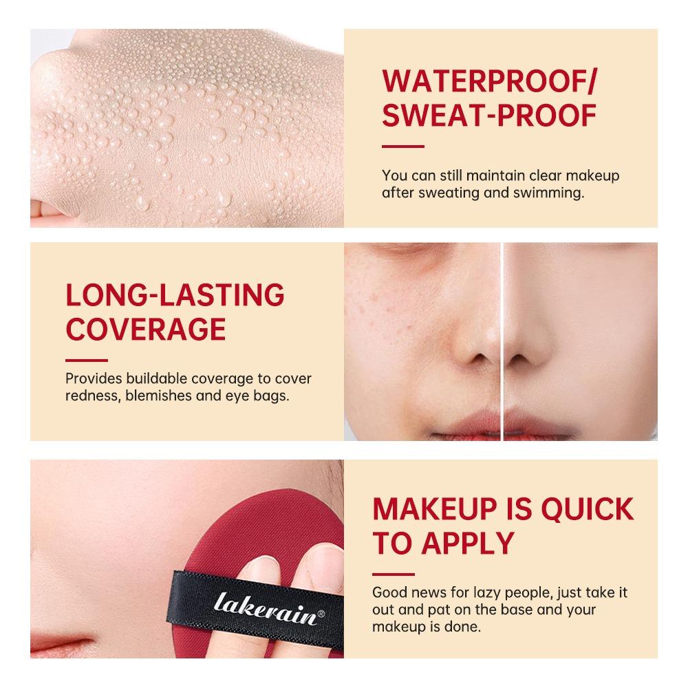 lakerain Red Case Cushion Foundation Full Coverage Lightweight Satin Glow Foundation Moisturizing Hydrating Long-lasting Cushion BB Cream Beauty Cosmetics Moisturizer Base