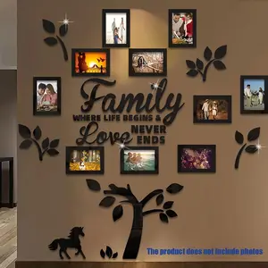 3D Photo Frame Wall Sticker, Family Tree Design Wall Decoration, Acrylic Self Pasting DIY Photo Frame, Home Decor for Living Room Bedroom, Ornaments, Decorative Sticker, Wall Art Stickers