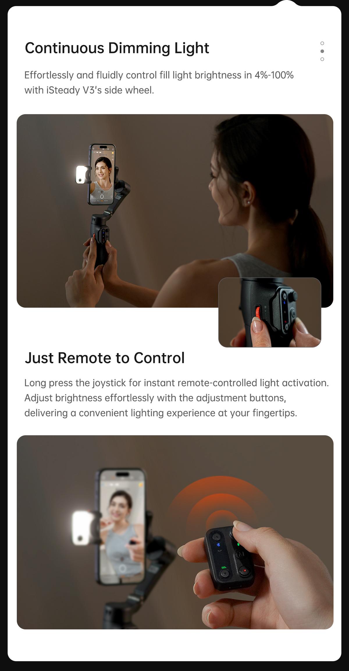 Hohem iSteady V3 New Gimbal Stabilizer for SmartiPhone, 3-Axis Phone Gimbal, Magnetic AI Tracker, Built-in Extendable Rod & Tripod, Detachable Remote Control,selfiestick,Phone Accessories,Suitable for Android & iPhone 17 series, Travel, Vlog, TikTok