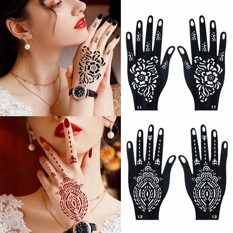 Henna Tattoo Paste Set, 3 Henna Pastes + 6 Temporary Tattoo Stencils, Waterproof Henna Tattoos for Body Art & Nail Designs Henna Tattoo Paste Set, 3 Henna Pastes + 6 Temporary Tattoo Stencils, Waterproof Henna Tattoos for Body Art & Nail Designs