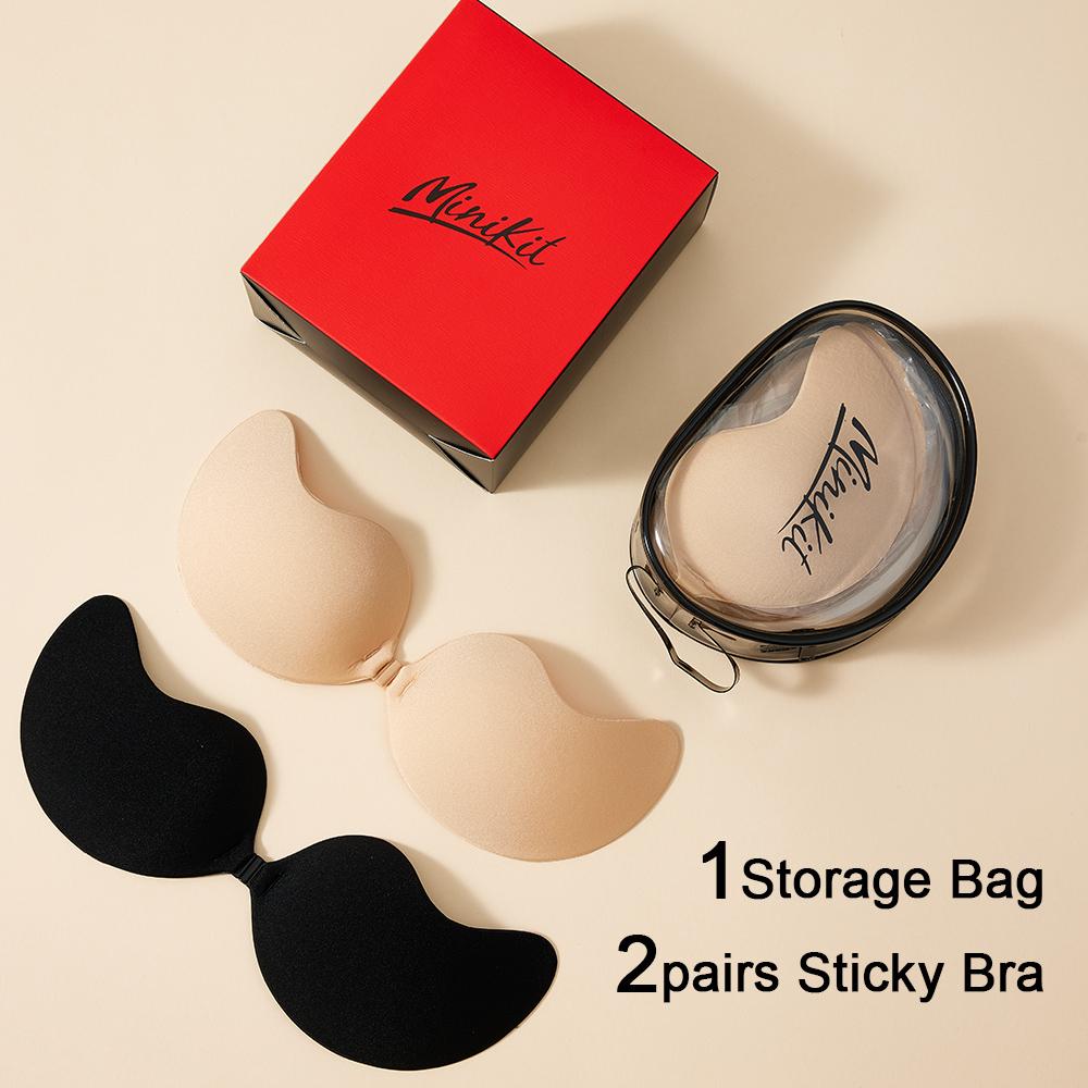Minikit Adhesive V-bra Fabric,Invisible push up sticky bra【2 pairs】womenswear Comfort Lady underwear,Party dress, Bridal bra.