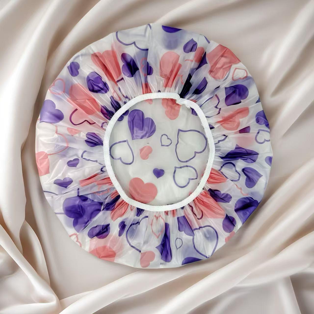 Cute Cherry Print PE Shower Cap, Waterproof Reusable Hair Cap for Shower, Hair Treatme