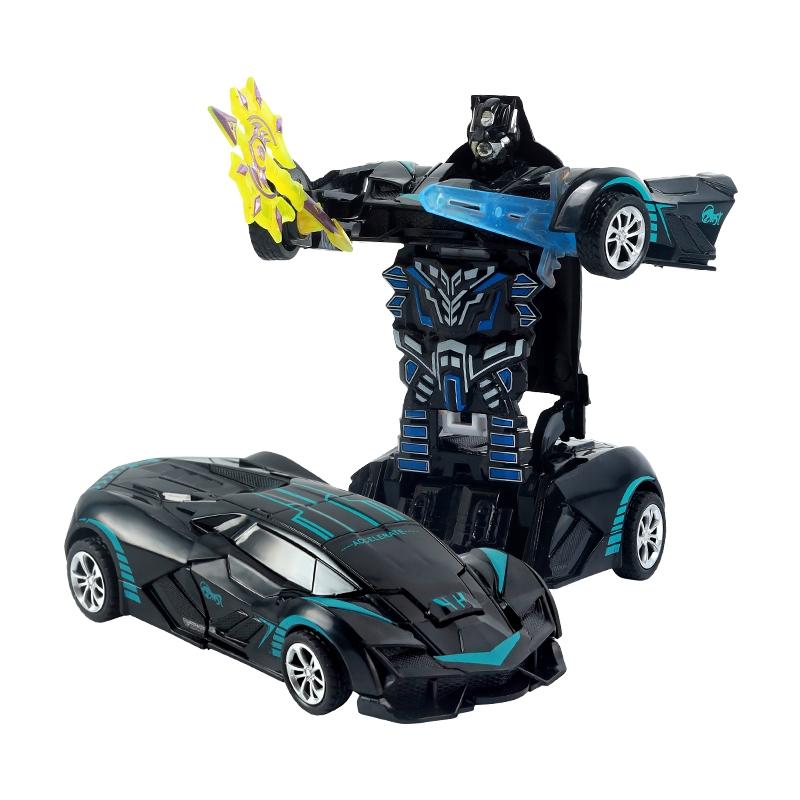 2-In-1 Fun Transforming Robot Police Car Toy, Inertia Collision Deformation, Parent-Child Interaction, Boys Girls Birthday Gift, Ages 3-6