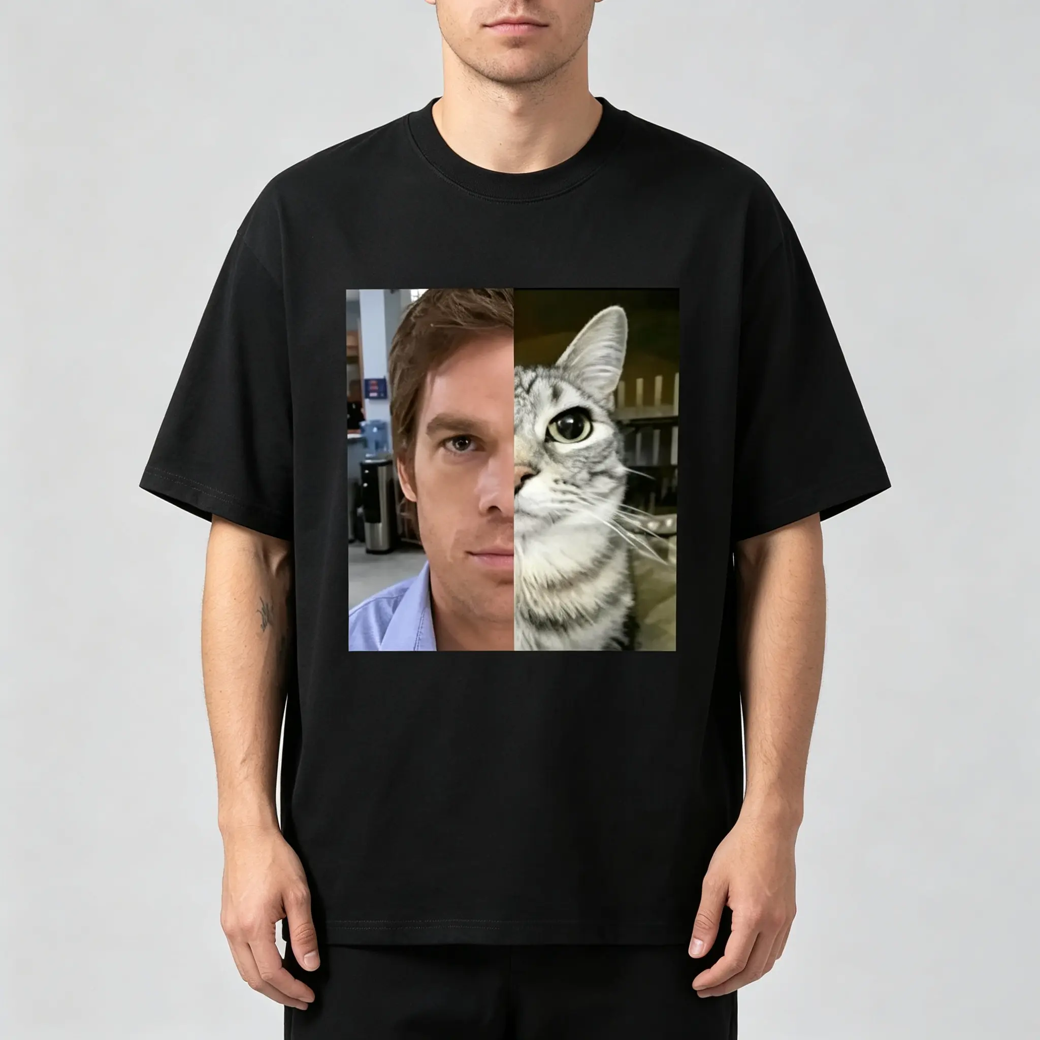 Dexter Morgan Cat Funny Printed T Shirt Men Women Unisex Short Sleeve O Neck Harajuku Streetwear Tops Casual Graphic Tees Fabric Womenswear
