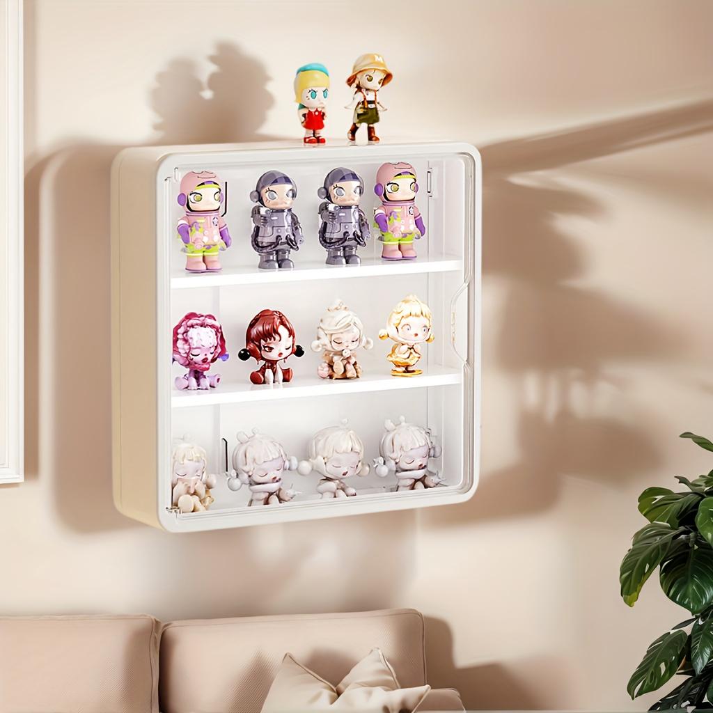 Wall-Mounted Transparent Panel Storage Box, Multi-Compartment Display Rack, Dustproof Plastic Layers, Space-Saving Design, Durable Material