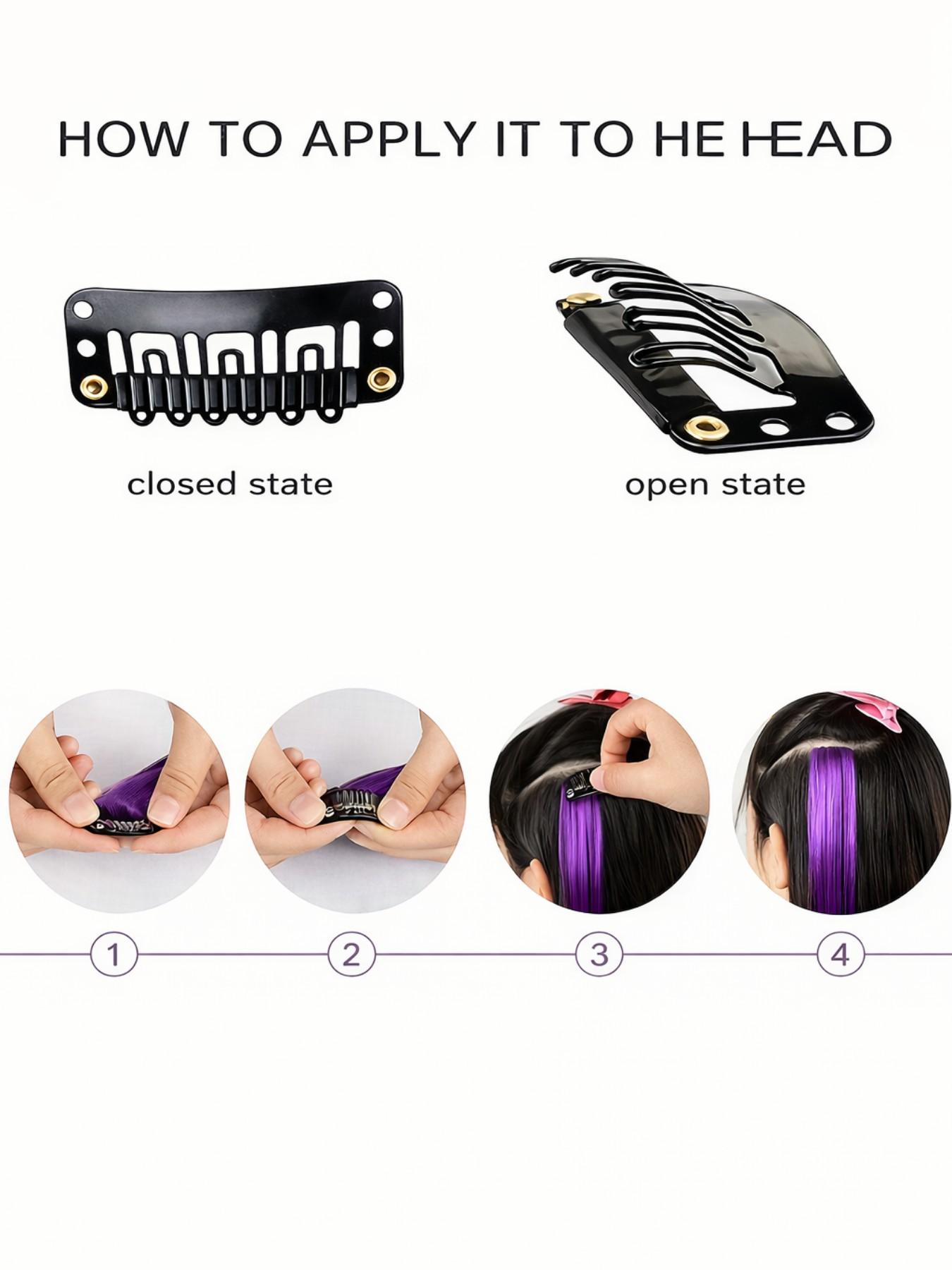 Rainbow Clip-In Hair Extensions, Colorful Hair Streaks for Girls & Teens, Instant Highlight Hair Pieces for School, Parties & Dress Up