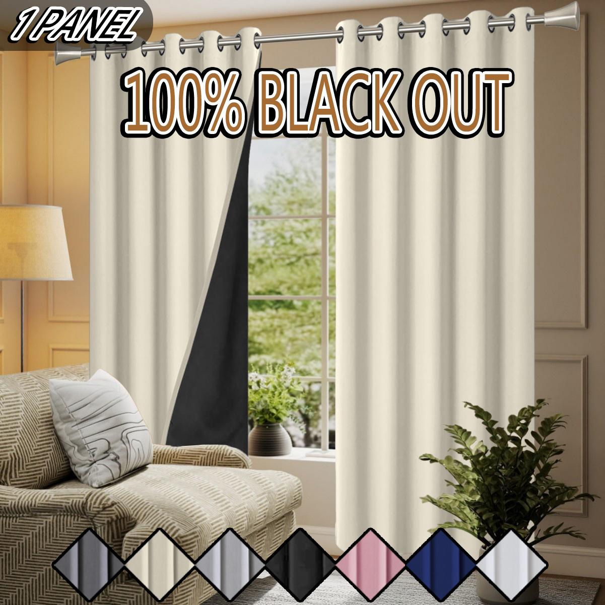 1 piece, 100% blackout and sun protection curtain, modern romantic minimalist solid color polyester material film lining, making the interior darker, top perforated hanging method, suitable for bedrooms, dining rooms, living rooms, kitchens