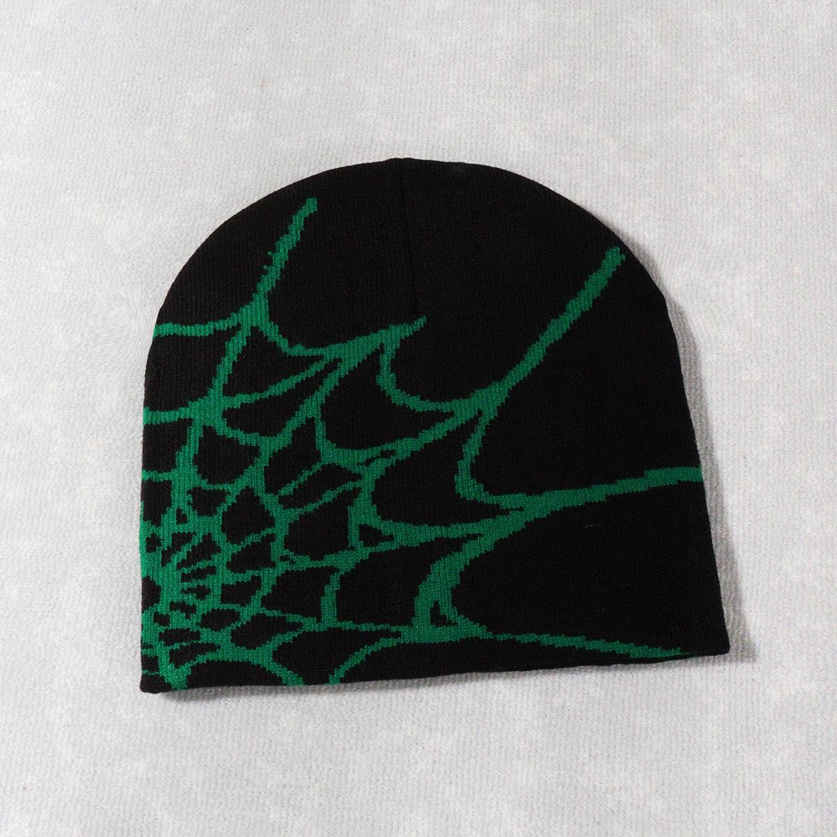 2026 New Spider Web Y2K Jacquard Knitted Beanie, European-American Trend Winter Hat, Sports & Outdoor Accessories for Women, Beanies
