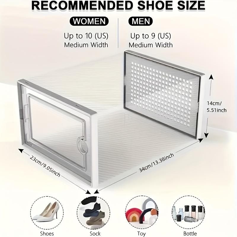 6/12/18/24-piece set, sturdy and transparent shoe box with lid, stackable plastic shoe rack. Waterproof design, space-saving, suitable for all types of shoes, ideal for entrance hall, shoe rack, and shoe cabinet storage, Closet Organizer, Clear Shoe Boxes