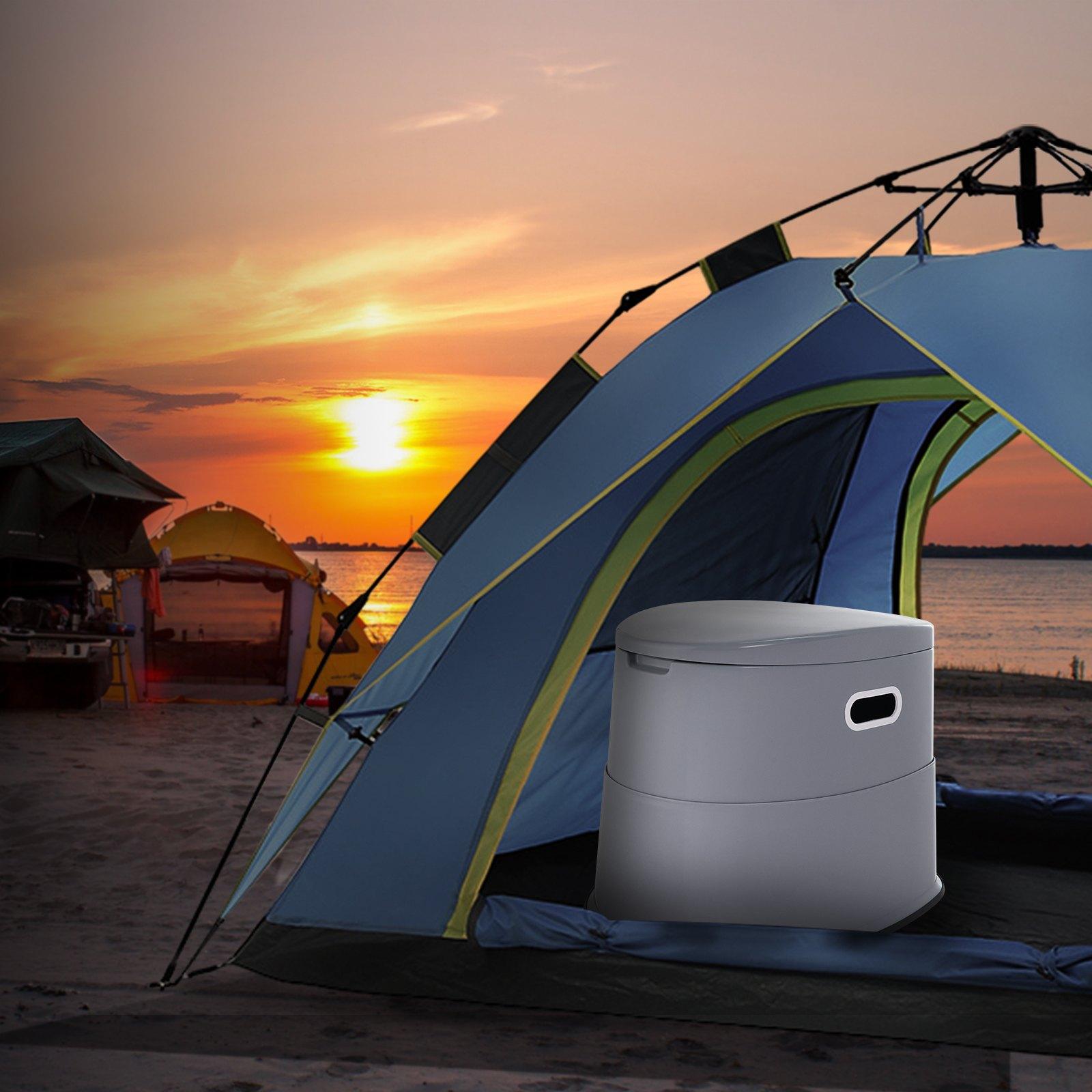 VEVOR Polypropylene (PP Plastic) Portable Camping Toilet, 300 lbs Capacity Porta Potty with 1.3 Gal Detachable Inner Bucket, Removable Washable Paper Holder, Non-Slip Commode, Double Cover, Side Handles, Odorless for Adults/Kids, Camping/Travel