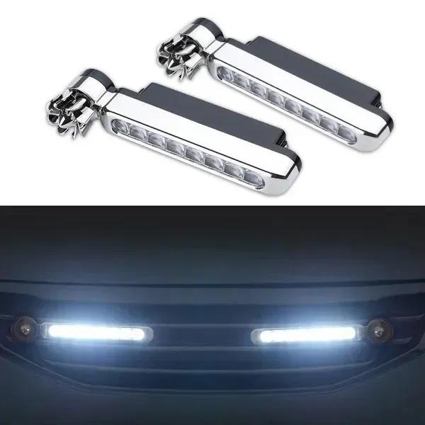 2pcs Wind powered daytime running lights, car grille warning, flashing wind powered LED decorative lights without wiring parts for Chevrolet, Ford, Toyota, Jeep, Honda and other cars