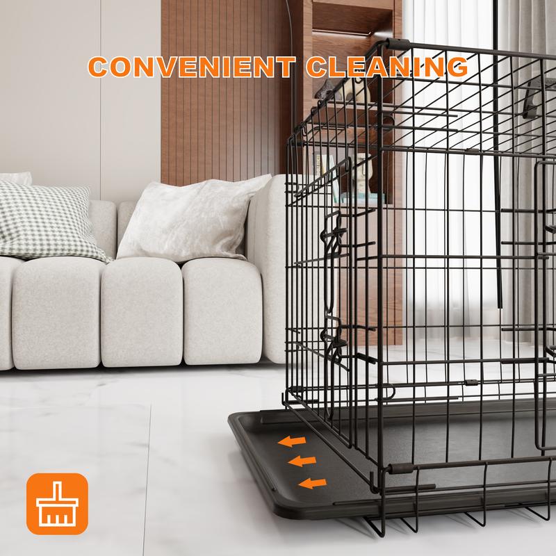 【TikTokShopfalldealsforyou】Foldable Metal Dog Crate with Divider and Leak-Proof Tray, Double Door Wire Kennel for Medium to Large Dogs, Indoor Outdoor Travel Use, 30/36/42/48 Inch 【TikTokShopfalldealsforyou】Foldable Metal Dog Crate with Divider and Leak-Proof Tray, Double Door Wire Kennel for Medium to Large Dogs, Indoor Outdoor Travel Use, 30/36/42/48 Inch