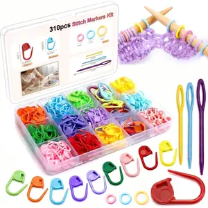 Crochet  Markers Kit: 310 count Large Locking Crochet Counter Clips & Marker Rings for Crocheting Knitting with Compartment Storage Box -  for 1000+ 0 Snagging 1s Open & Close
