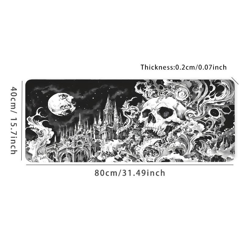 Extra Large Gothic Moon & Skull Mouse Pad Dark Fantasy Gaming Desk Pad 35x16 Inch Computer Keyboard Mousepad with Non-Slip Rubber Base Durable Stitched Edge Perfect Gift for Home and Office Gaming Desk Accessory