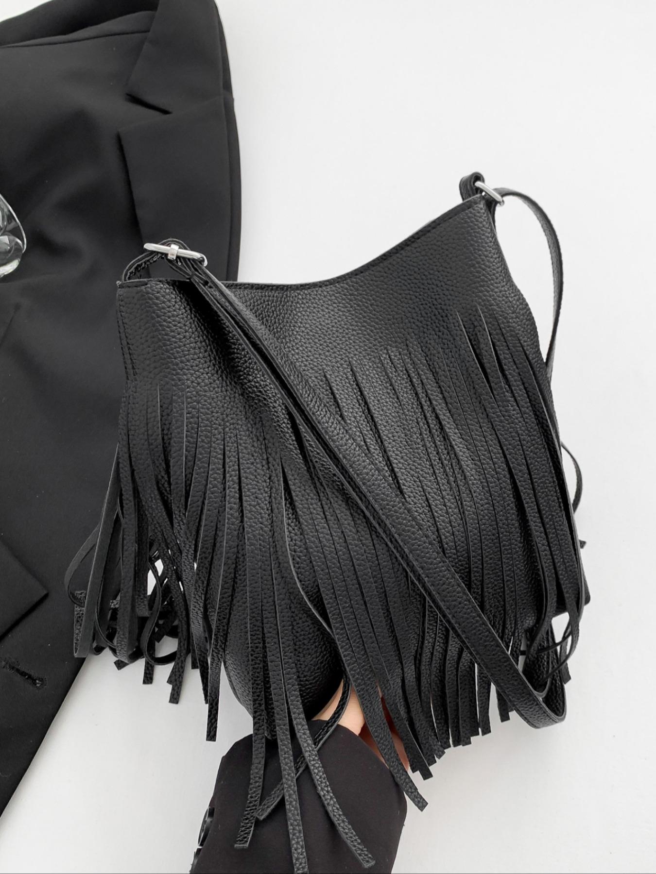 Women's Boho Tassel Decorated Crossbody Bag, Bohemian Pu Leather Shoulder Bag for Daily Used, Casual Trendy Versatile High-quality Daily Commuting Bag, Bags Crossbody, Purse Women, Girl Fashionable Shopping Bag, Summer Hobo, Boho Style Crossbody