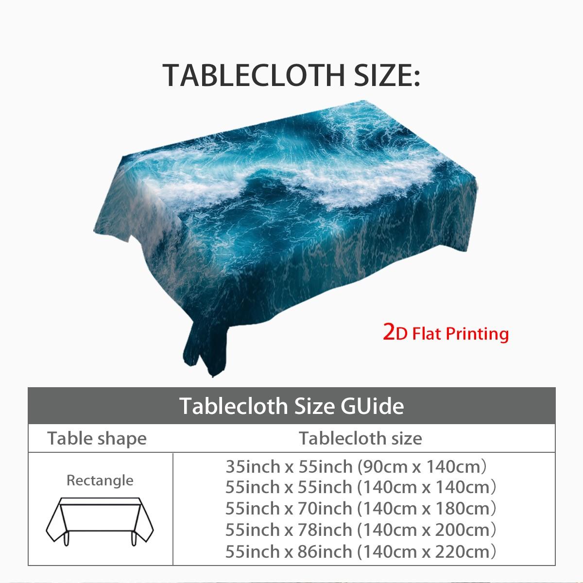 Blue Ocean Wave Rectangular Tablecloth, Thick Polyester, Machine-Made, Durable & Stylish, Party Decor, Coastal Aesthetic, Easycare Fabric