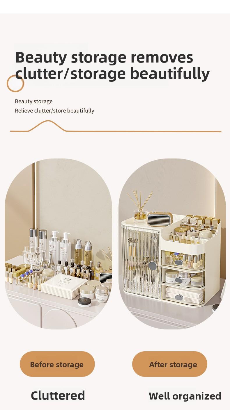 Light Luxury PP+PET Material, Cosmetic Dustproof Storage Rack, Multifunctional Transparent Lipstick and Skincare Display Rack, Large Capacity Face Mask Cosmetic Organizer Box