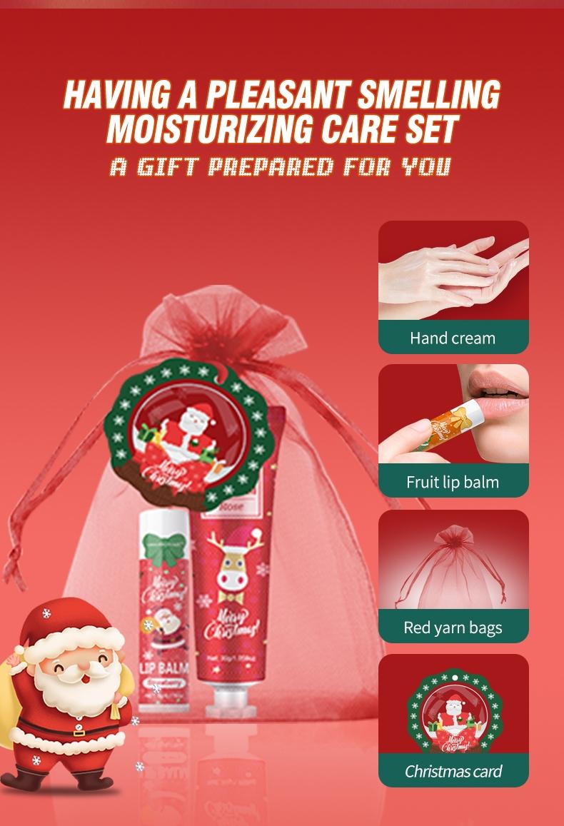 Christmas Gift Set Including Lip Balm, Hand Cream, Christmas Cards, Bags, Perfect for Holiday Gifts, New Year Parties, Decorations