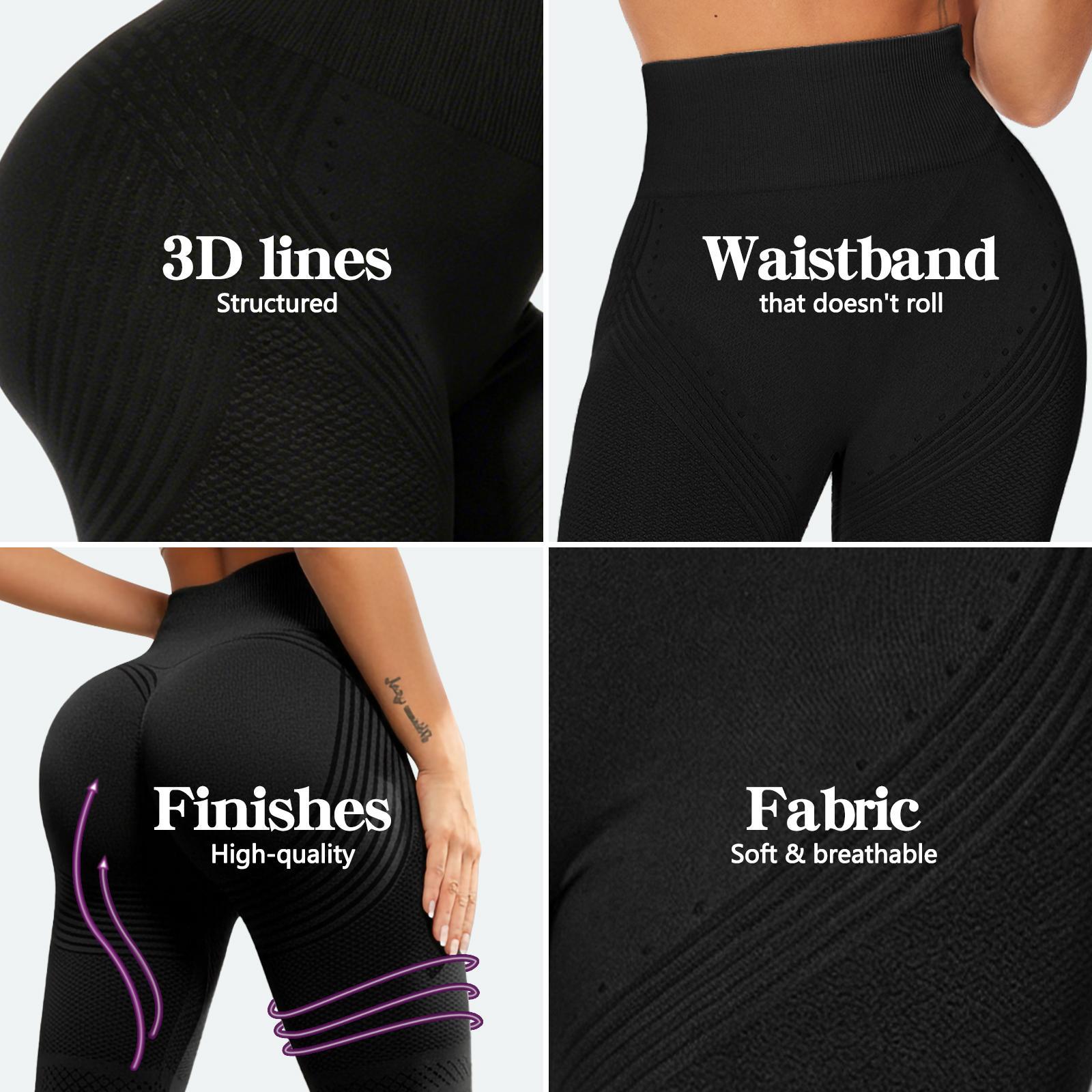 JGS1996 Women’s 3D Compression Leggings – High Waist Seamless Tummy ...