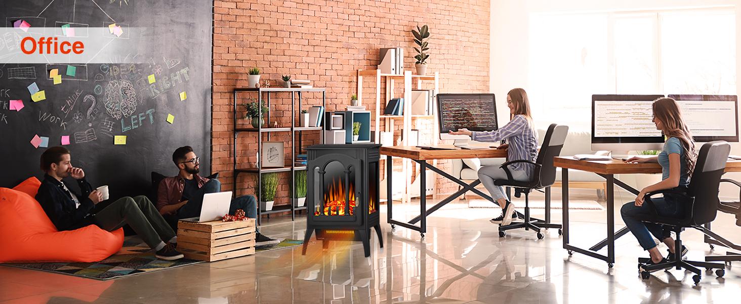 R.W.FLAME Electric Fireplace Heater, 20" Freestanding Fireplace Infrared Stove 1000W/1500W, 3D Realistic Flame Effects, Adjustable Brightness and Heating Mode