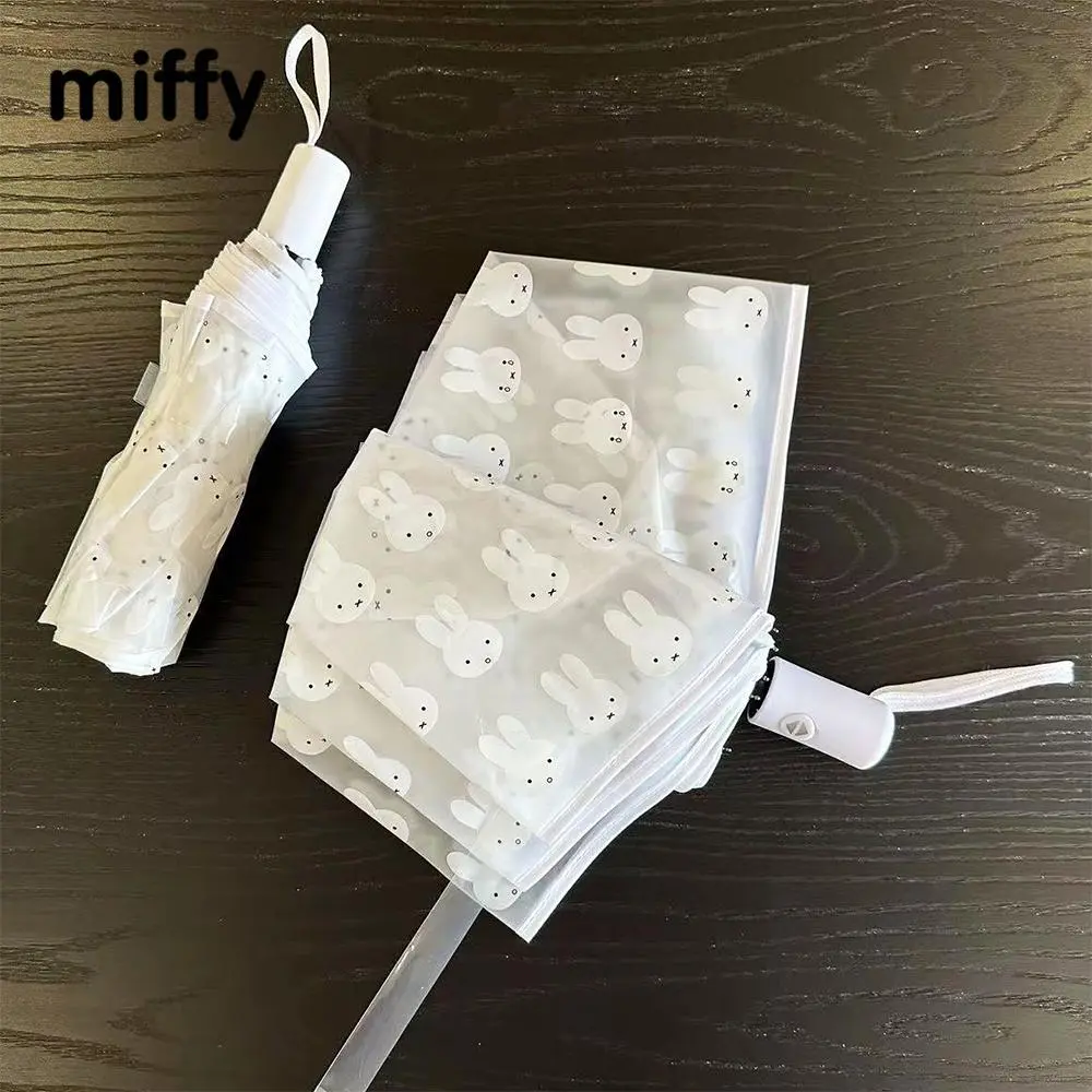 Miffy Frosted Transparent Umbrella Lovely Students Fully Automatic Portable Children's Cartoon Folding Umbrella