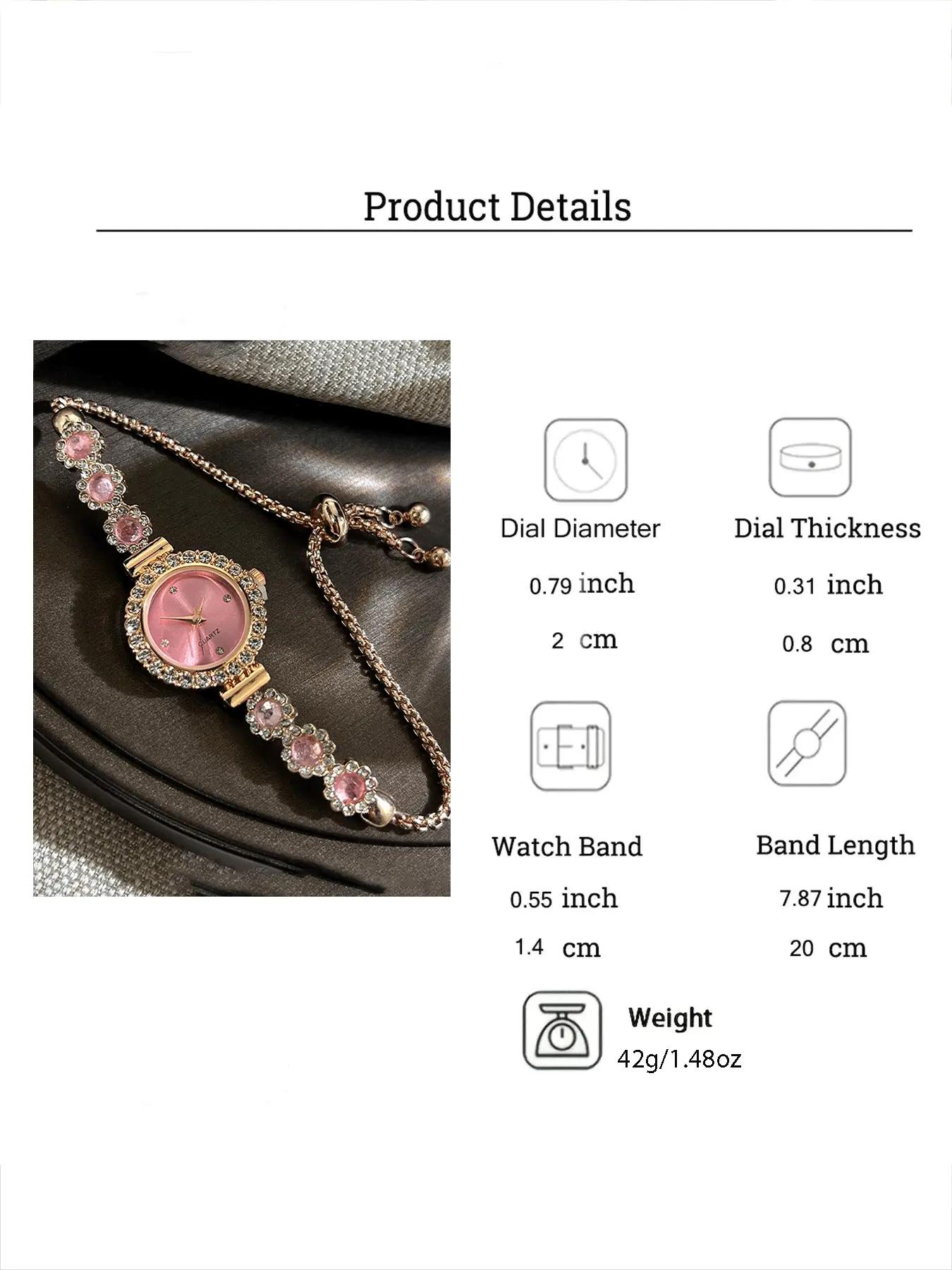 Lazy free pull-out women's bracelet, women's watch, fashionable color inlaid with diamonds, fashionable temperament quartz watch