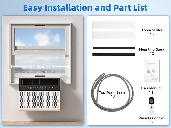 【Back to School】Antarctic Star Window Air Conditioner 12000 BTU to 400 Sq. Ft. —6 Modes 24H Timer Low Noise Quiet Operation Energy-saving Full Window View Remote Control White