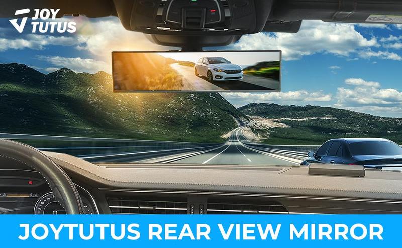 Joytutus Universal 11.81 Inch Panoramic Convex Rearview Mirror for Car SUV Trucks, Adjustable Buckles, Anti-Fall Protection, Effective Blind Spot Reduction - Rearviewmirror