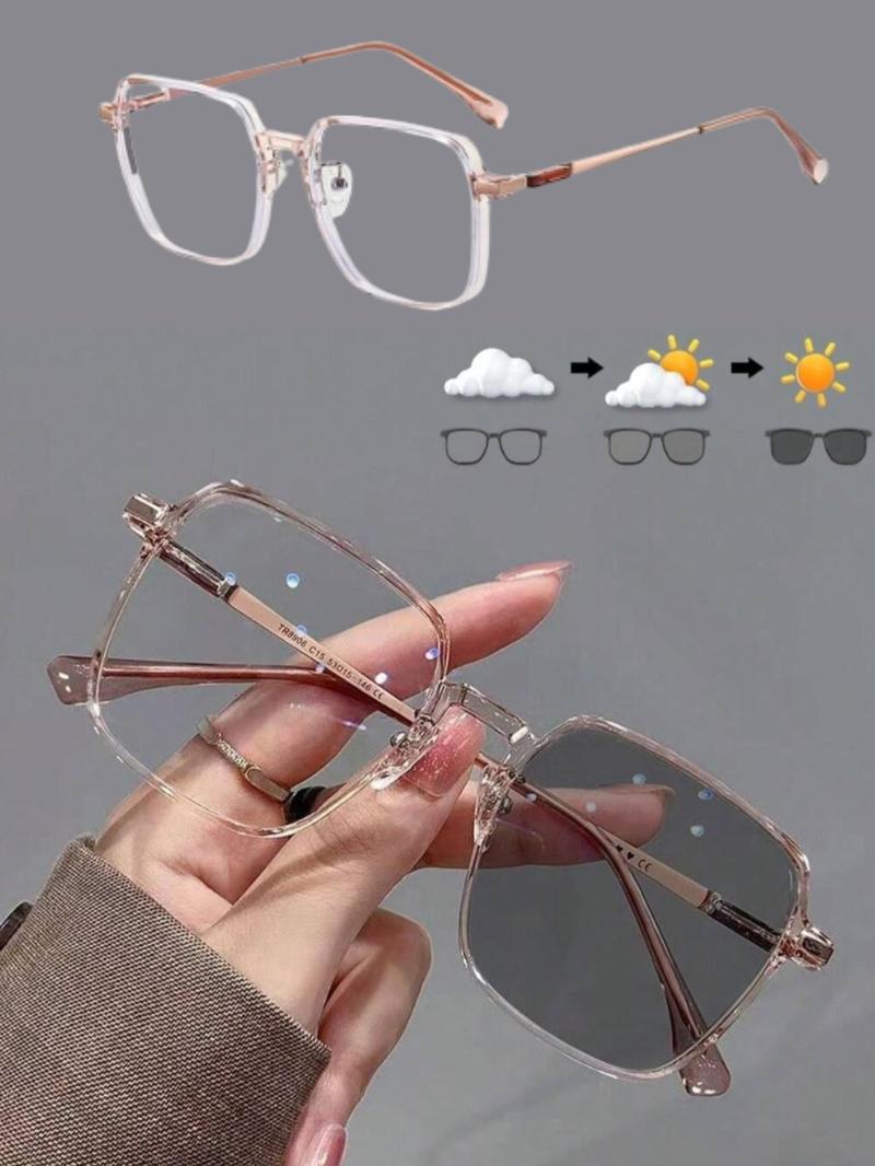 Women's Fashion Square Frame Eyeglasses, Classic Minimalist Eyeglasses for Everyday Use, Fashion Accessories for Outdoor Activities, Trendy Casual Eyeglasses