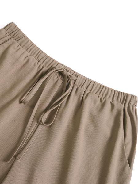 Women's Linen Wide Leg Pants, Casual Breathable Thin Weave Long Trousers, All Season Plain Pattern, Ladies Fashion Clothing