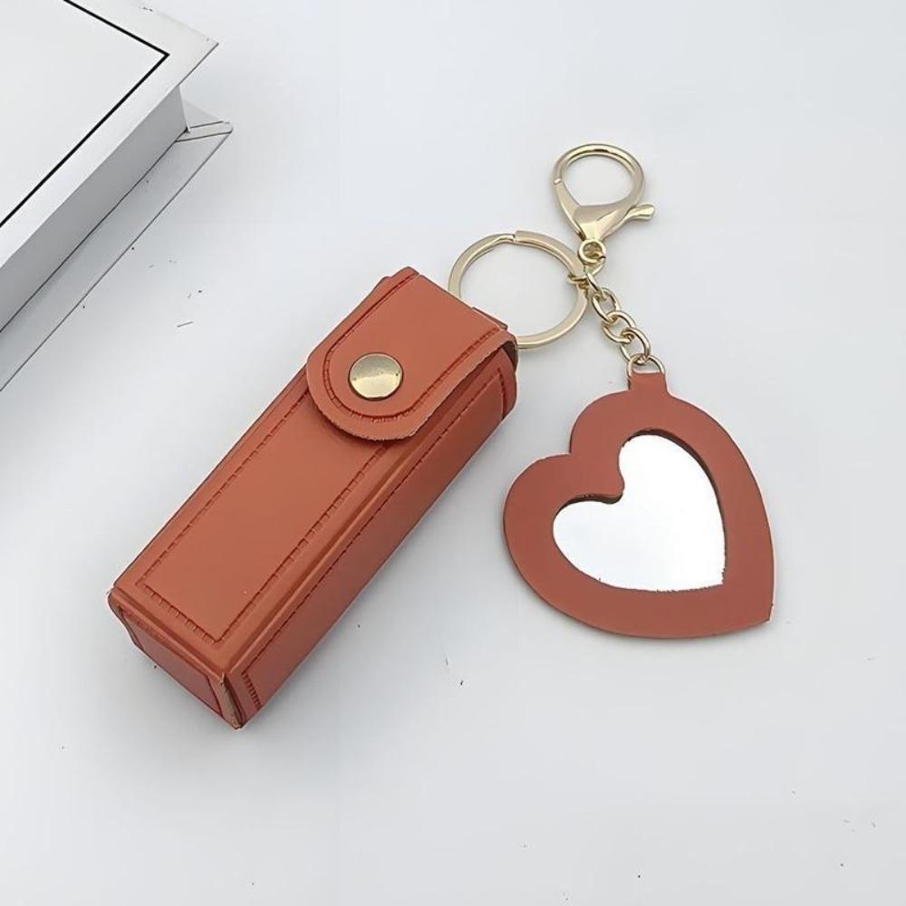 Mini Makeup Bag with Small Mirror, Portable Lipstick Case, Cute Keychain Pendant, Travel Cosmetic Pouch for Girls On-the-Go