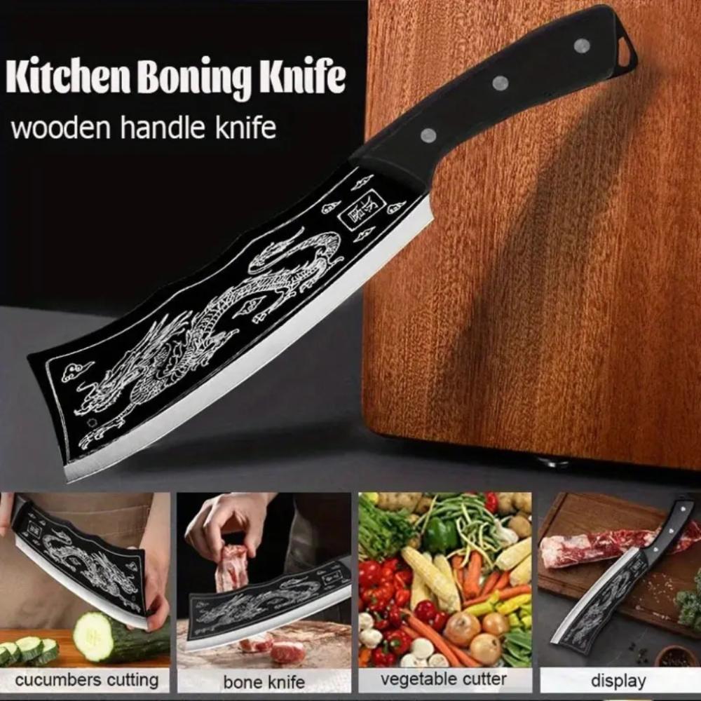 8-inch stainless steel meat cleaver, vegetable knife, butcher knife, forged kitchen chopping knife, professional handmade home kitchen chef boning knife
