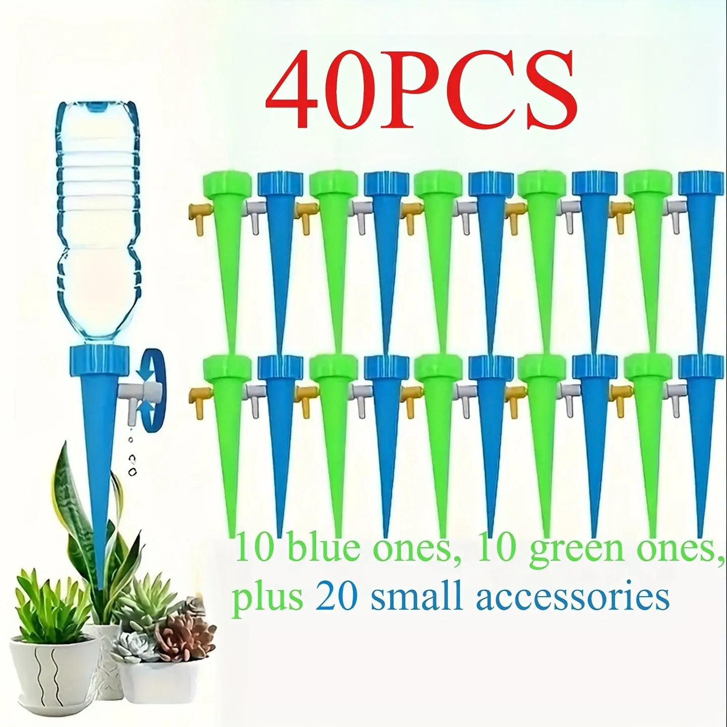 40PCS Automatic Plant Watering Drip System with Adjustable Drip Control, Easy to Install Water-Saving Irrigation Kit for Indoor Plants & Balcony Gardens, Vacation Care for Bottles or Containers